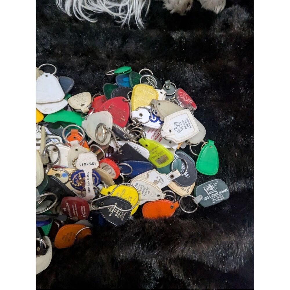 Vintage‎ huge lot of Assorted Keychains Lot dealership car tags etc